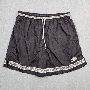 Vintage Umbro Shorts Mens Large Black White Soccer Drawstring Nylon 90s